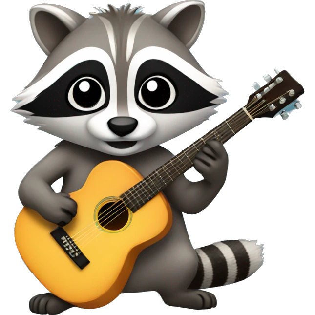 racoon with a guitar emoji