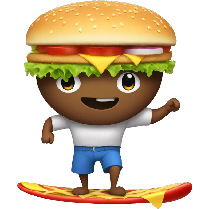 Vat holding a burger while surfing emoji