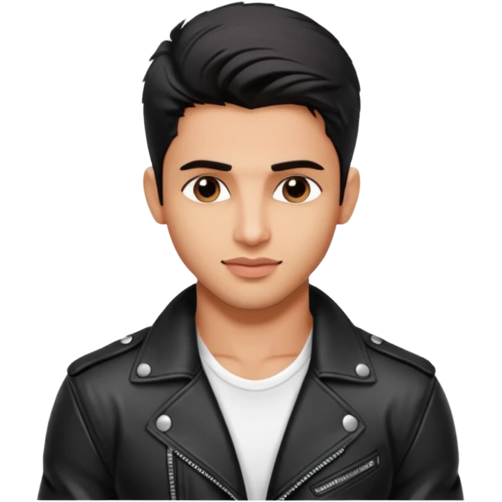 generate a pretty bratz siddharth malhotra, LEAN BUT MUSCULAR WEARING A black LEATHER JACKET emoji