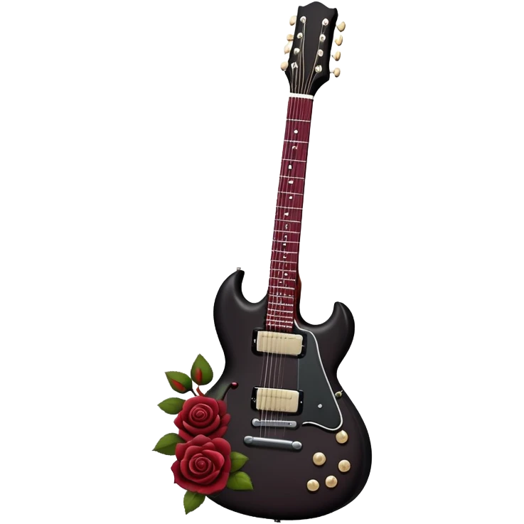 black and maroon guitar with roses emoji