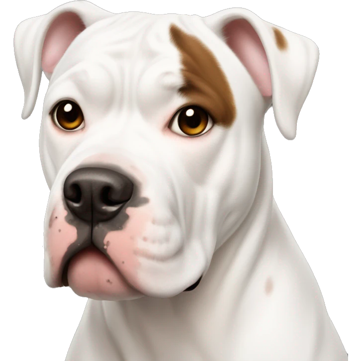 White American bulldog with brown spot left eye emoji