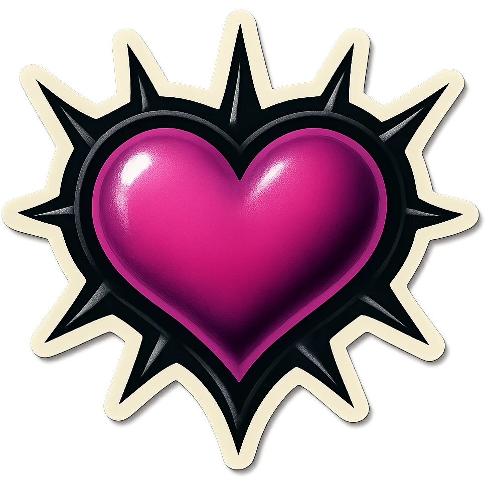 gothic heart black and pink with spiked border emoji