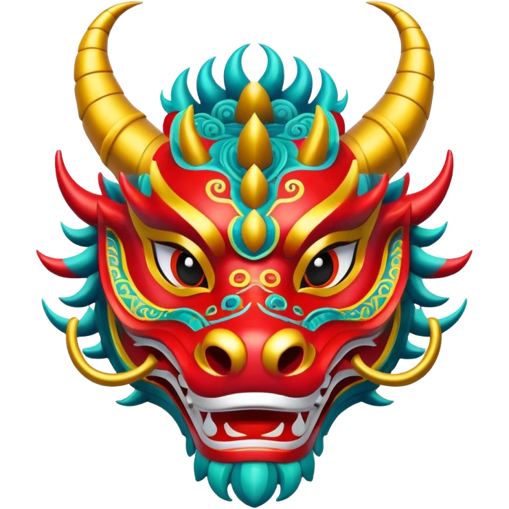 A dragon dance mask painted in bright festival colors. emoji
