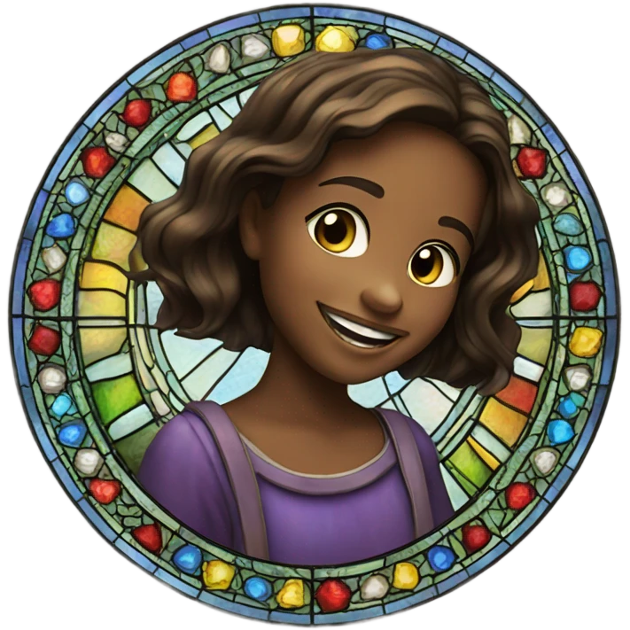 smiling girls in stained glass emoji