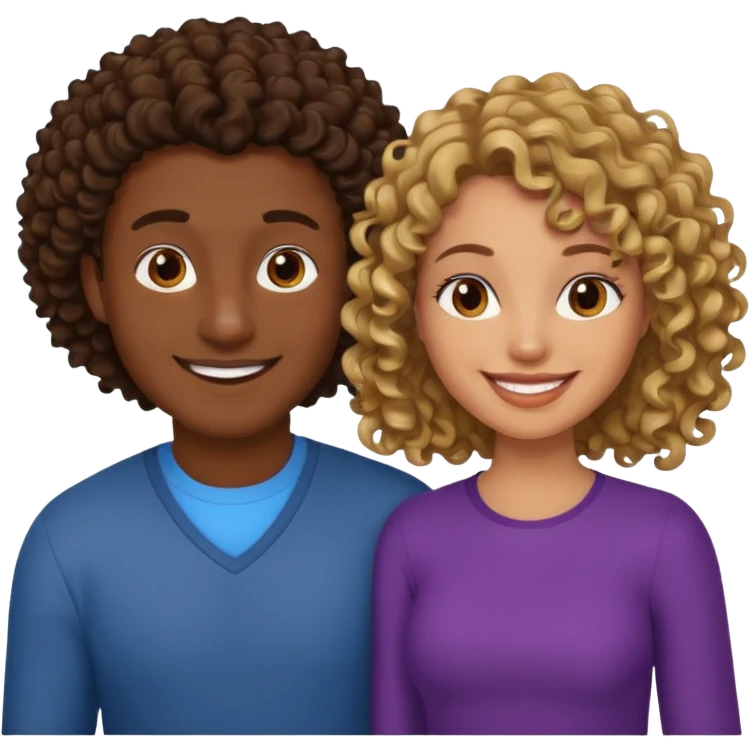 Throuple, one brunette man, one dark blonde curly woman, one dark brown woman emoji