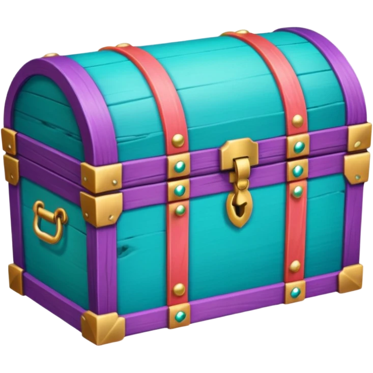 wooden treasure chest filled with coins pack in gradient of turquoise, blue, pink, purple, and coral color and jewels emoji