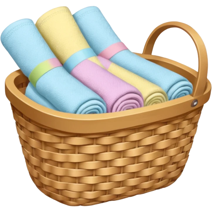 wicker basket with pastel socks and towels visible emoji