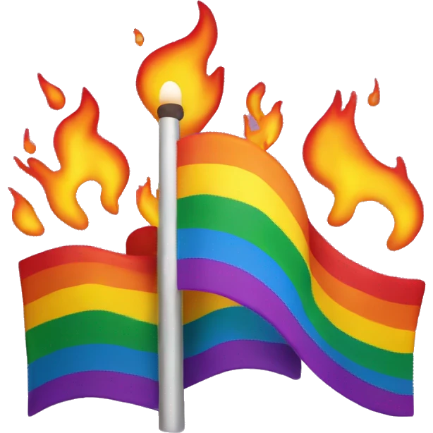 Rainbow flag with flames emoji