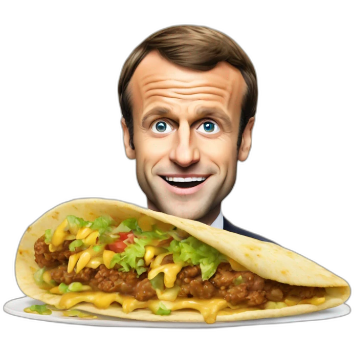 Emmanuel macron mange un gros tacos emoji
