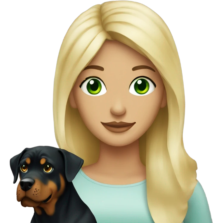 Green eyed Pretty blonde woman with Rottweiler  emoji