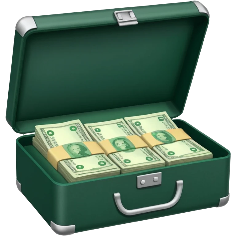 
banknotes in an open dark green case emoji