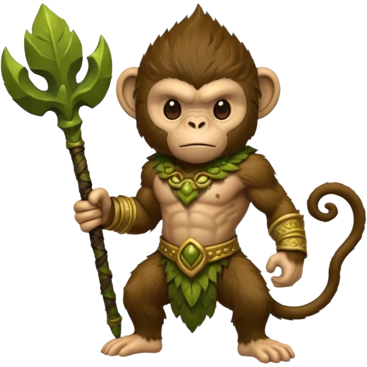 earth elemental monkey warior with moss green and brown furr emoji