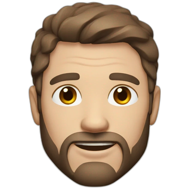 Muscular middle age man with brown hair blue eyes and a short beard emoji
