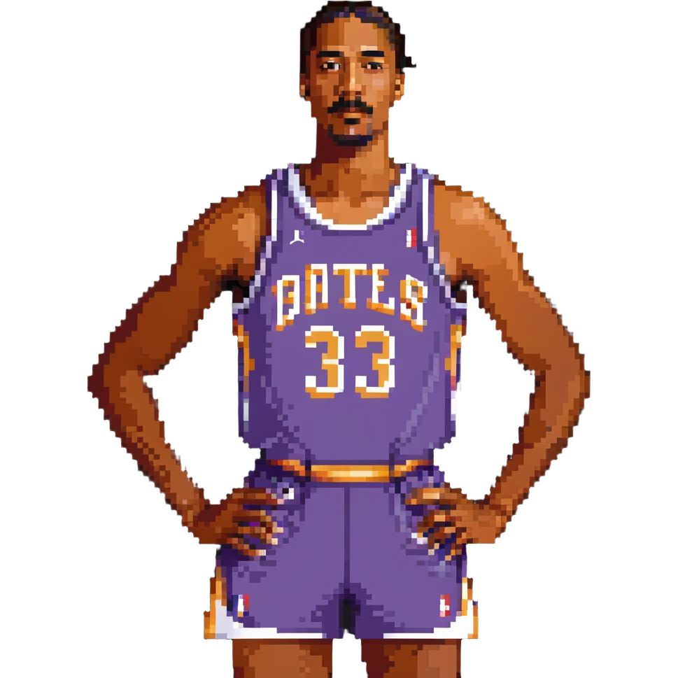 Wilt Chamberlain, tall, mustache, retro basketball uniform emoji