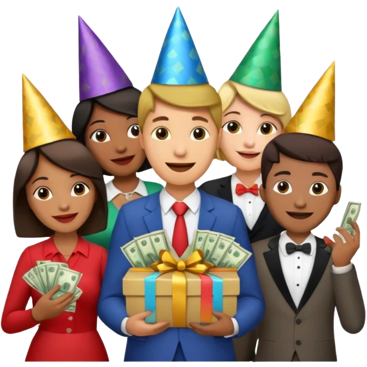 group of people who just won money emoji