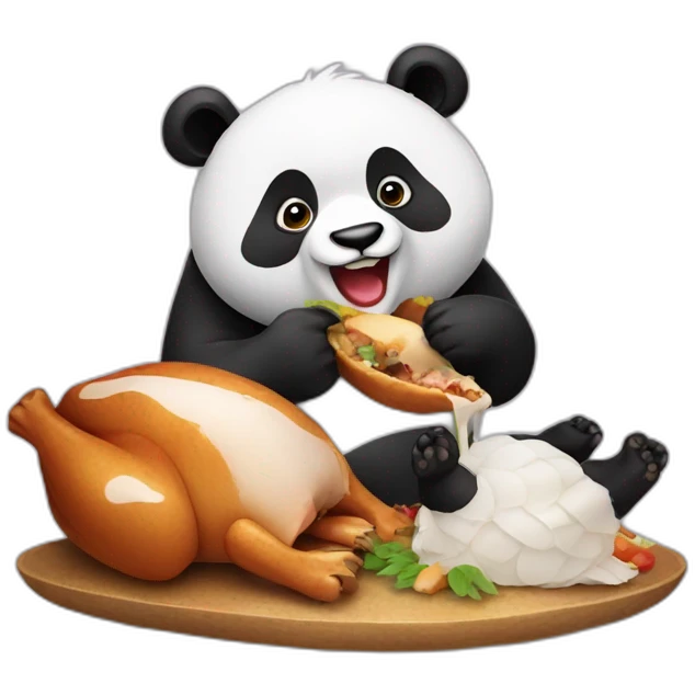 Panda eating turkey  emoji