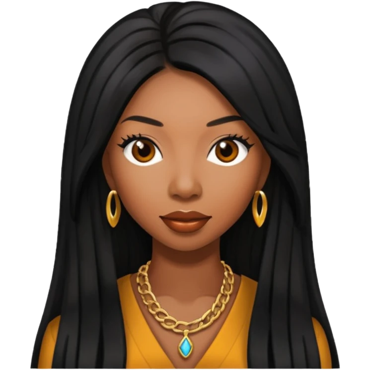Brandy Norwood with black long hair emoji