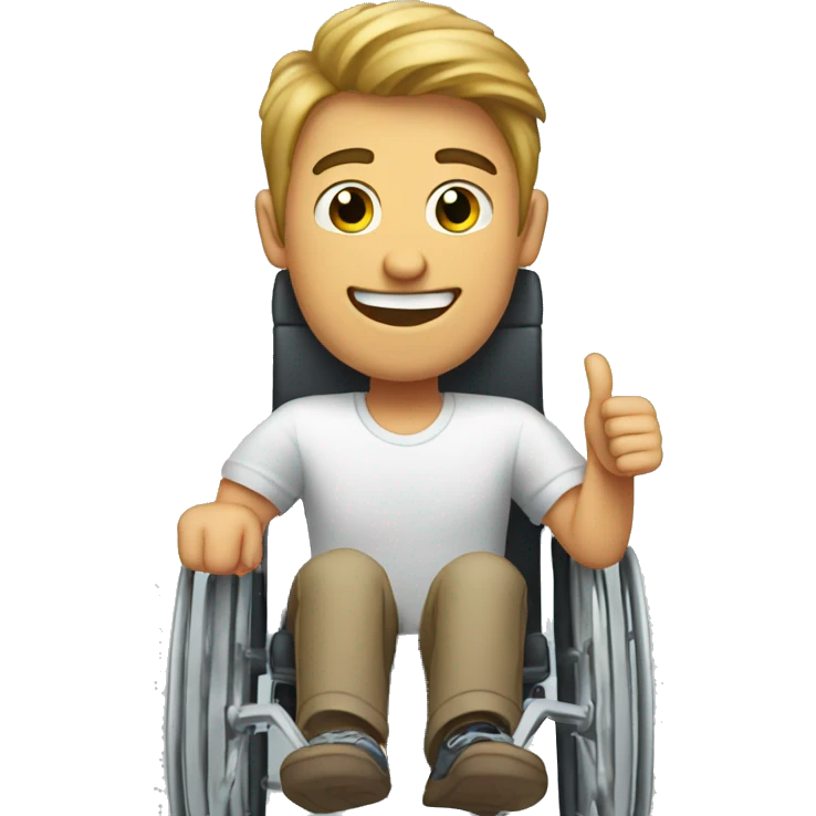 a guy in a wheelchair showing thumbs up emoji