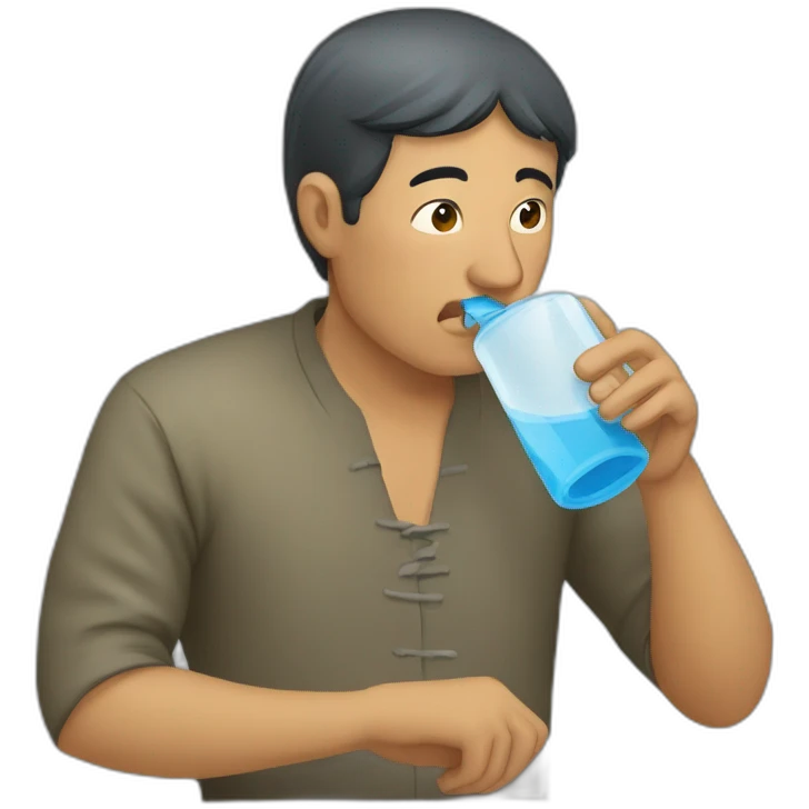 An Uzbek man drinking water from a piyola. emoji