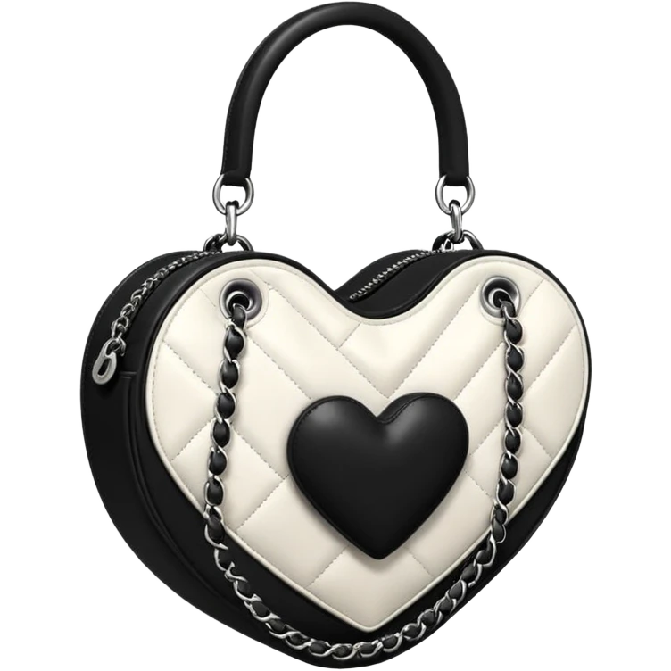 chanel white and black heart shape bag emoji