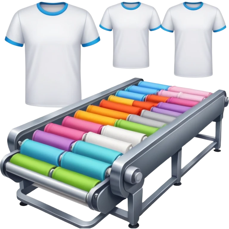 conveyor belt with shirts, fashion manufacturing theme emoji