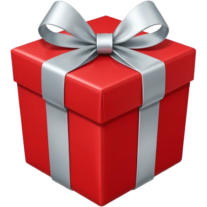 red gift box wrapped with silver ribbon emoji