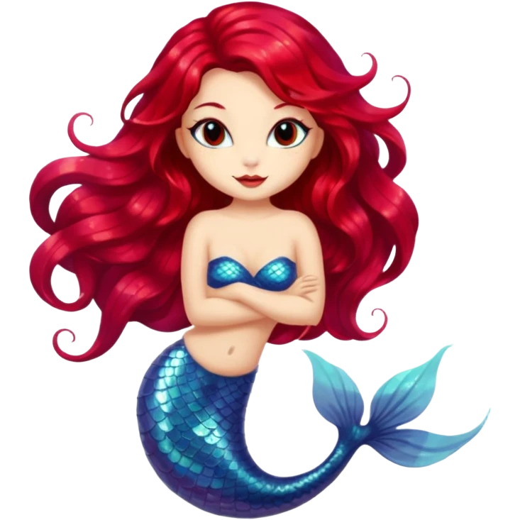 cat mermaid red hi emoji