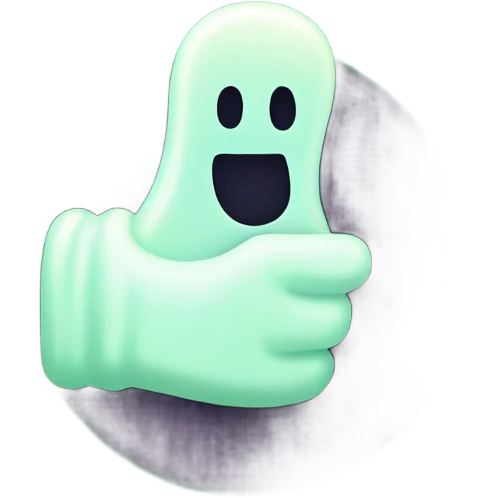 thumb up, glow in the dark ghost emoji