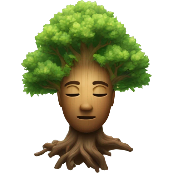 Head with Trees and a shining holy light emoji