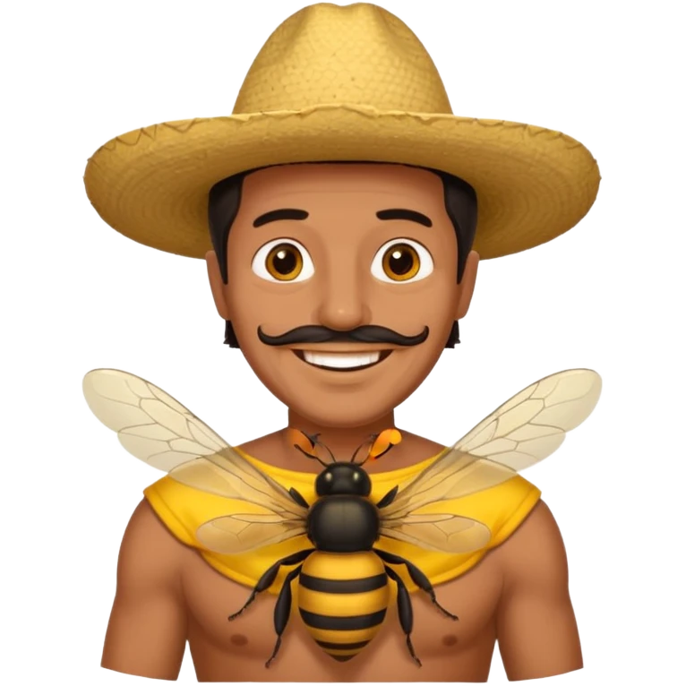 cabeza de señor mexicano, viejo, agregale un cuerpo de abeja, el pelo del señor hazlo oscuro emoji