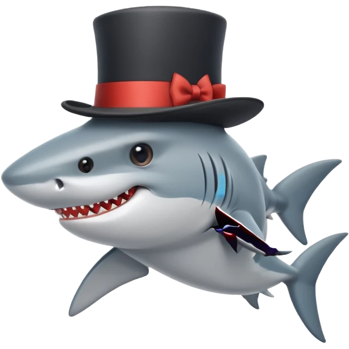 Shark with a top hat emoji