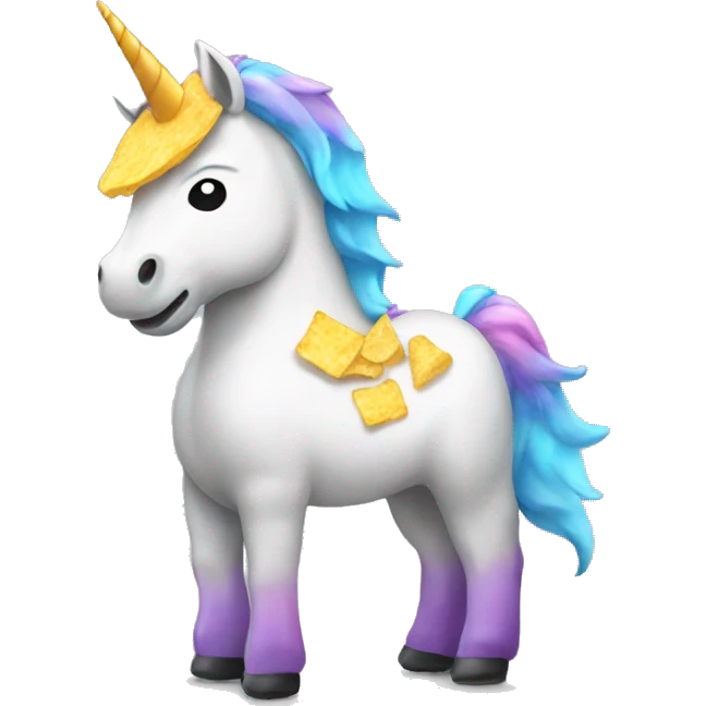 Unicorn with chips on his back emoji