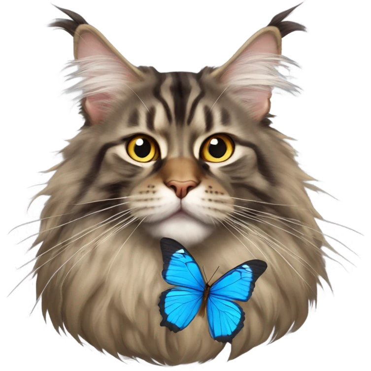 Maine Coon with a stupid face and butterfly on his mouth  emoji