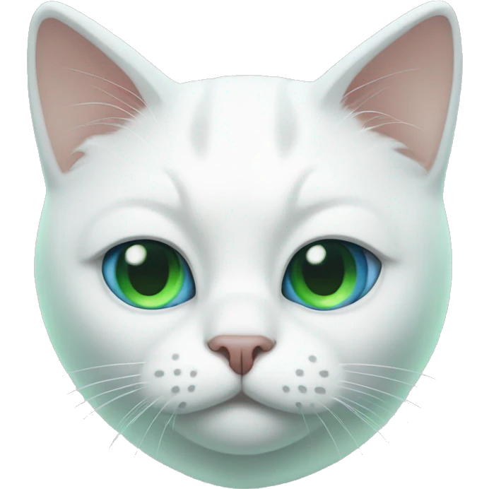 White cat with one eye blue And the other green emoji