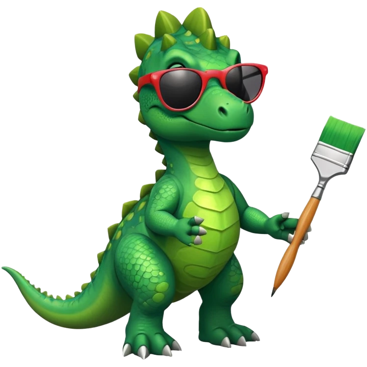 dinosaur with sunglasses and paint brush emoji