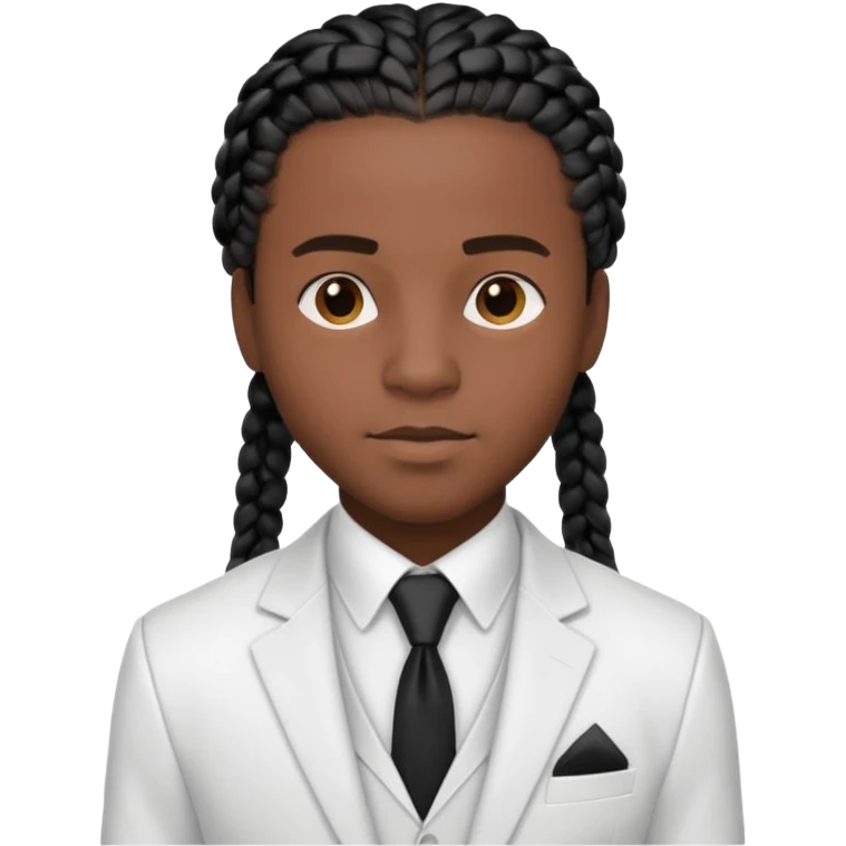 a young black guy with black cornrow braids wearing a full white suit emoji