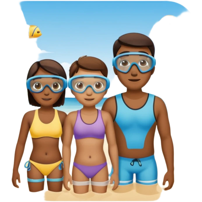 familia con gafas de snorkel emoji