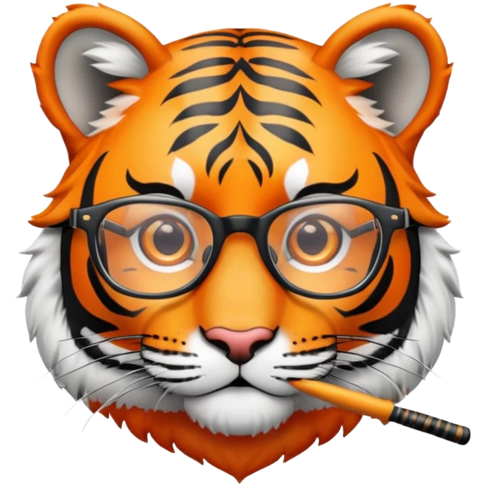 Tiger Harry Potter with wand and glasses emoji