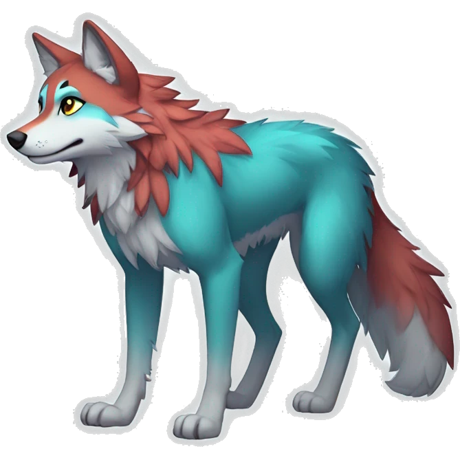 Anthro Colorful Shiny Falvie-Popparotzi-Wolf-sona full body emoji