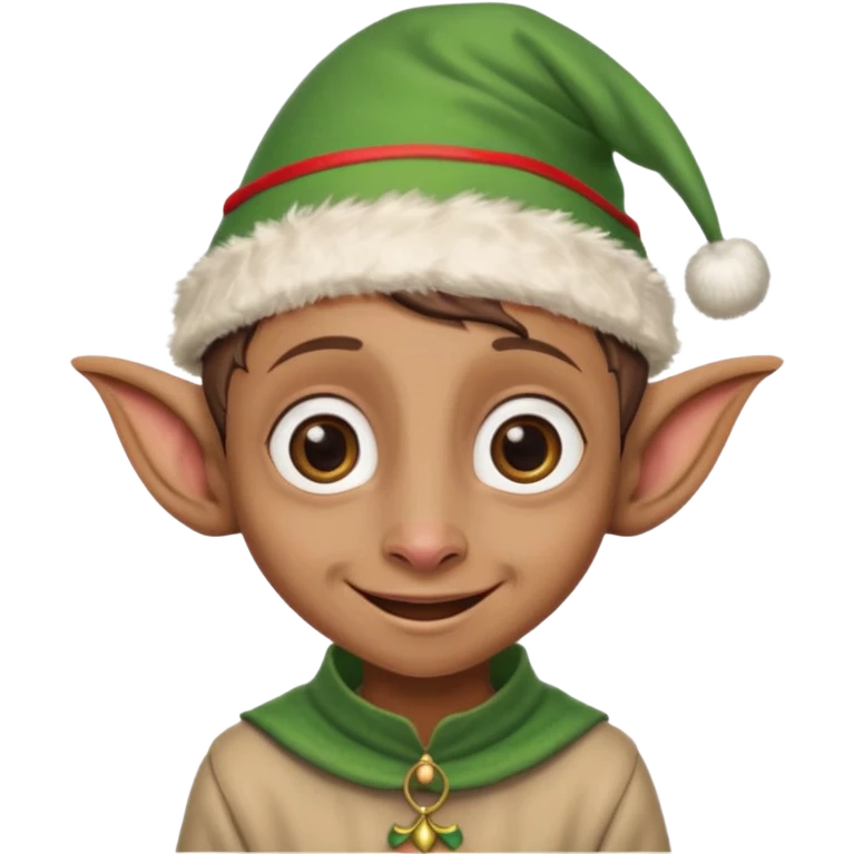 dobby the house elf from harry potter smiling and wearing a christmas elf hat emoji