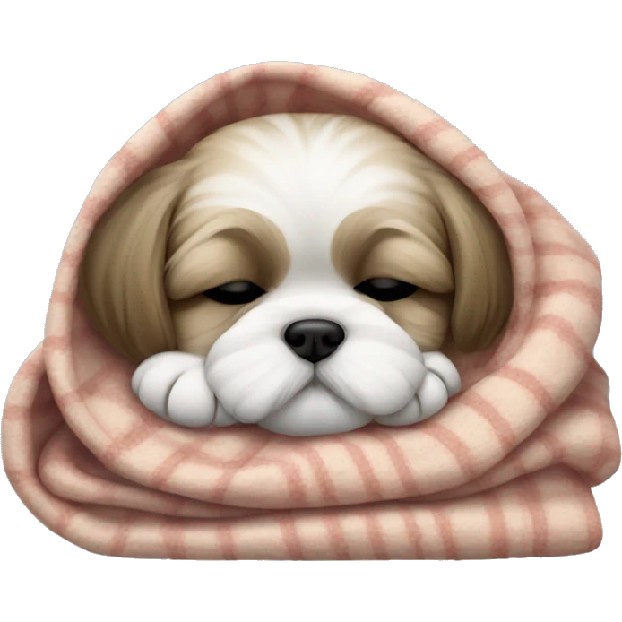 Realistic Shi - tzu puppy sleeping with a blanket emoji