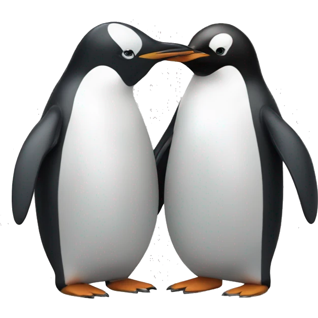 Penguin giving a pebble to another penguin emoji