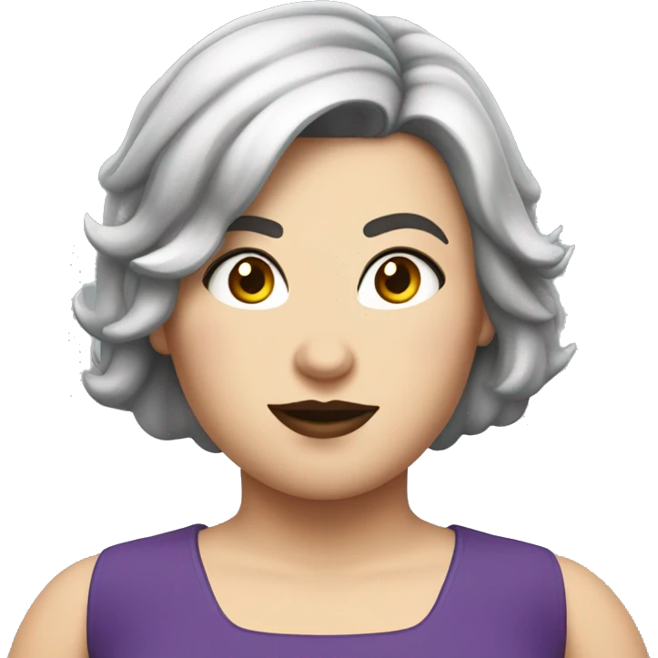 Overweight white brunette with Betty Paige haircut female superhero emoji