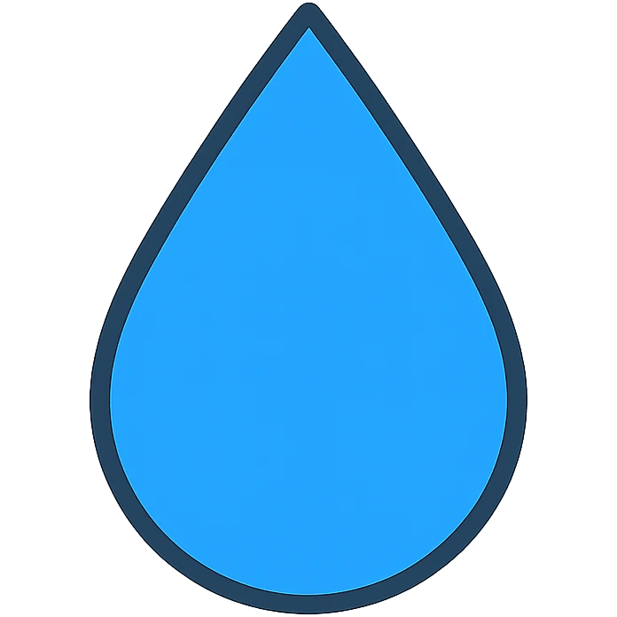 blue water droplet icon with black outlines emoji