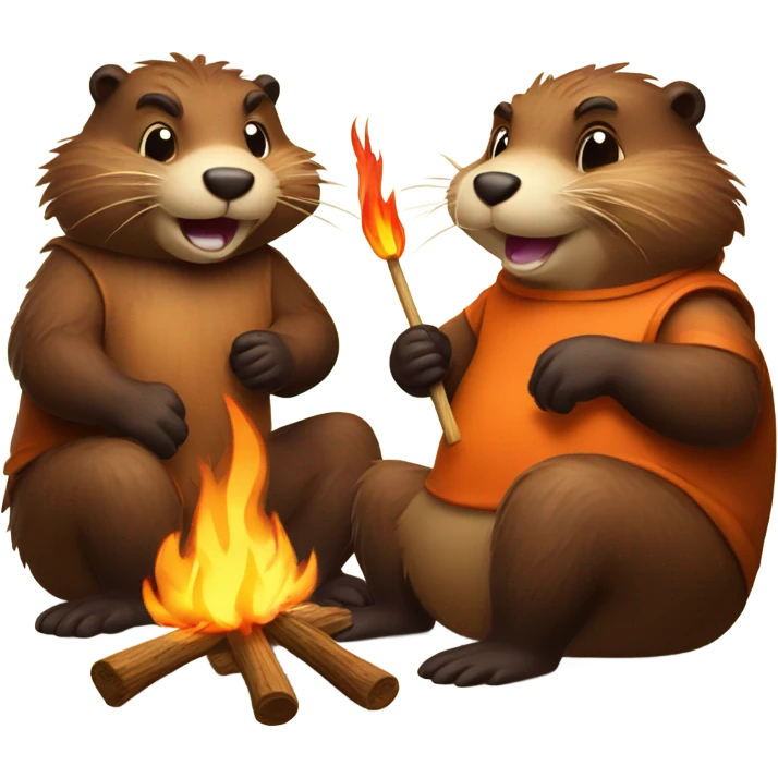 Beavers at a campfire emoji