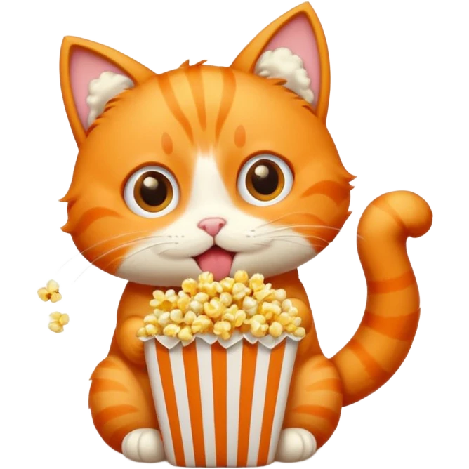 Orange cat eating popcorn emoji
