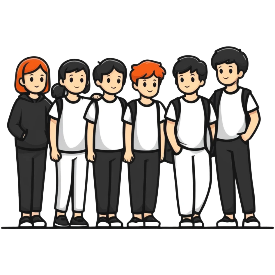 team of five people emoji