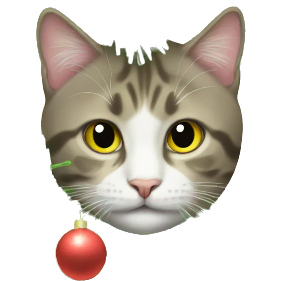 Cat under a christmas tree emoji