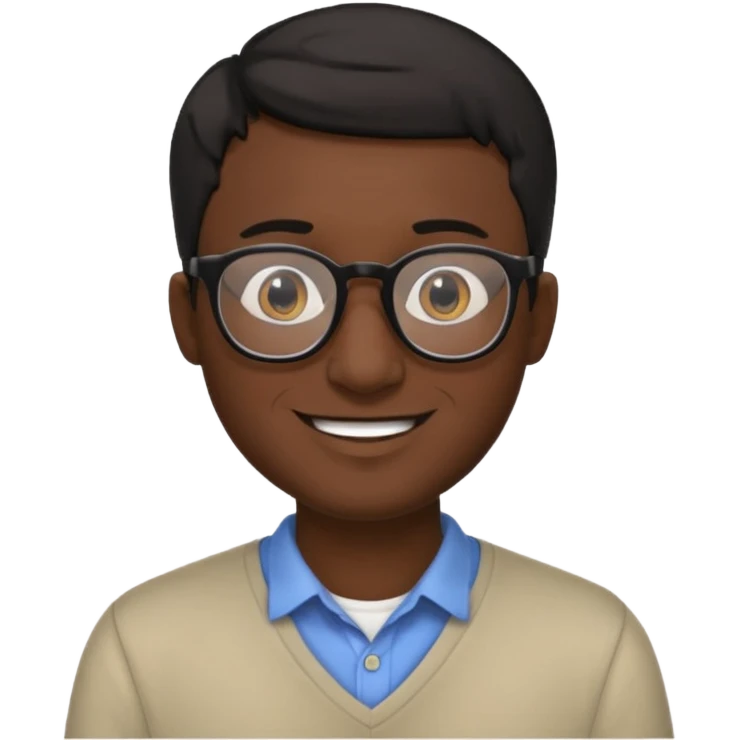 Emoli hombre con lentes poco cabello negro y nariz grande emoji