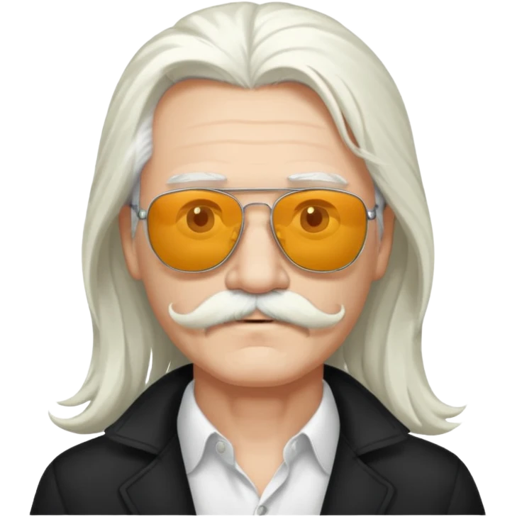 long white hair and  mustached man in sunglasses emoji